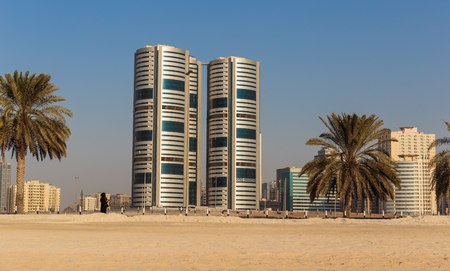 SHARJAH, UAE - NOVEMBER 01: Sharjah - general view, on November 01, 2013. Sharjah is located along northern coast of Persian Gulf on Arabian Peninsulaのeditorial素材