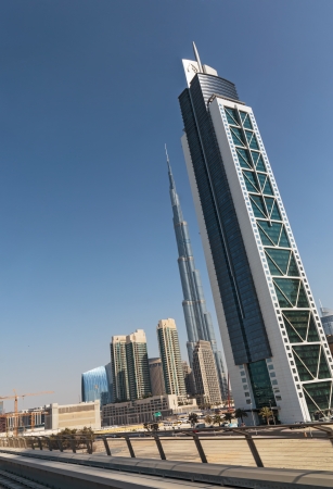 DUBAI, UAE - NOVEMBER 3: Modern buildings in Dubai on November 3, 2013, Dubai, UAE. In the city of artificial channel length of 3 kilometers along the Persian Gulf.のeditorial素材