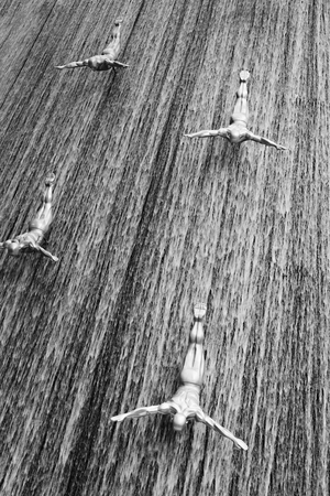 DUBAI, UAE - OCTOBER 31: Famous Waterfall in Dubai Malll on October 31, 2013 in Dubai. At over 12 million sq ft, it is the world's largest shopping mall based on total area.のeditorial素材