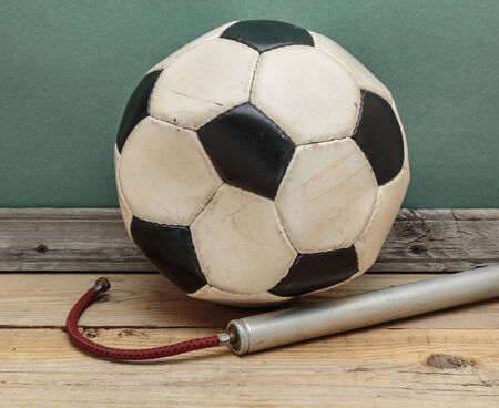 old deflated soccer ballの写真素材
