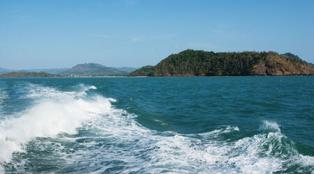 Wake of speed boatの写真素材