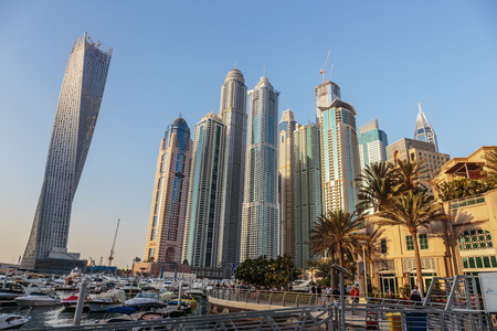 DUBAI, UAE - NOVEMBER 2: Modern buildings in Dubai, on November 2, 2013, Dubai, UAE. Dubai was the fastest developing city in the world between 2002 and 2008.のeditorial素材