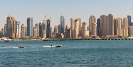 DUBAI, UAE - NOVEMBER 7: General view of the Dubai Marina, on November 7, 2013, Dubai, UAE. In the city of artificial channel length of 3 kilometers along the Persian Gulf.のeditorial素材