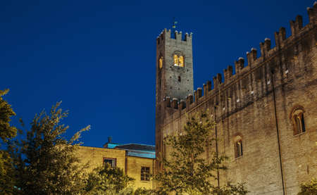 Night view of the fortress in Rimini, Italyのeditorial素材