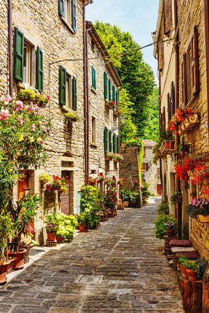 Narrow street in the old town in Italyのeditorial素材