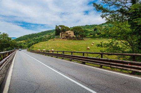 The road in the hills of Tuscany, Italyの写真素材