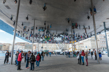 MARSEILLE, FRANCE - NOVEMBER 5, 2014: Norman Foster's pavilion with mirrored ceiling.のeditorial素材