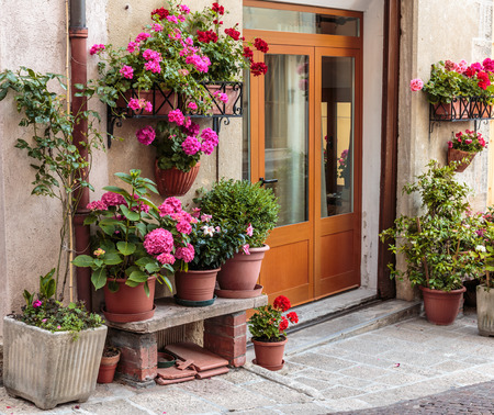Entrance to the old Italian houseの写真素材