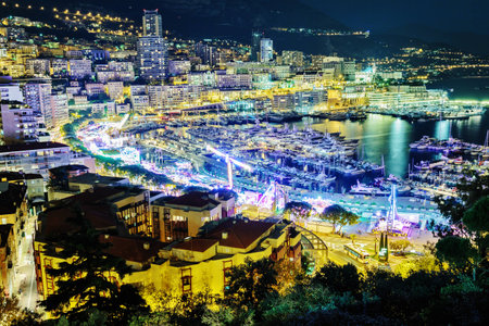 General view from the top point on the night Niceの写真素材