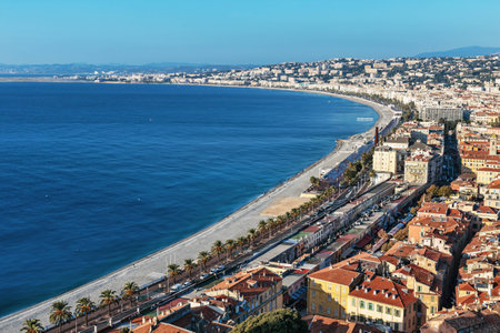 A general view of the promenade of Nice from the top pointの写真素材