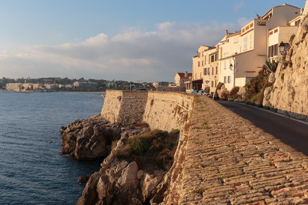 Medieval fortress at dawn Antibes, Franceのeditorial素材