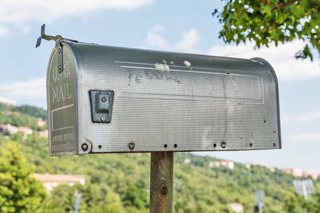Old metal mailboxの写真素材