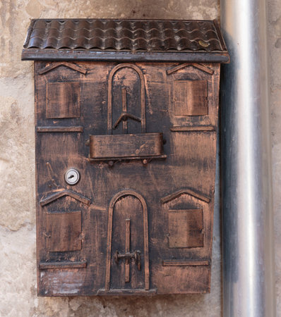 old mailbox on the wallの写真素材