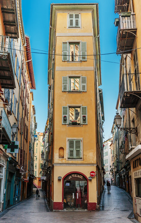 NICE, FRANCE - OCTOBER 30, 2014: Street in the old townのeditorial素材