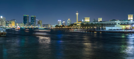DUBAI, UAE - OCTOBER 30: General view of Dubai at night, on October 30, 2013, Dubai, UAE. Dubai was the fastest developing city in the world between 2002 and 2008.のeditorial素材