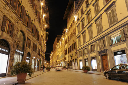 FLORENCE, ITALY - 24 JUNE, 2014: Night street in downtownのeditorial素材