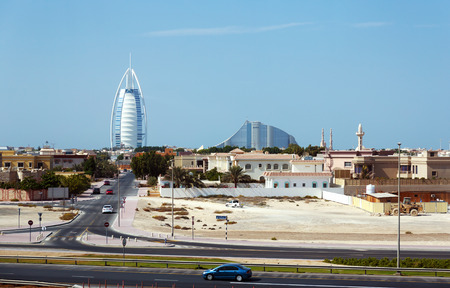 DUBAI, UAE-NOVEMBER 3: A general view of the world's first seven stars luxury hotel Burj Al Arab "Tower of the Arabs" on November 3, 2013 in Dubai. Also known as "Arab Sail"のeditorial素材