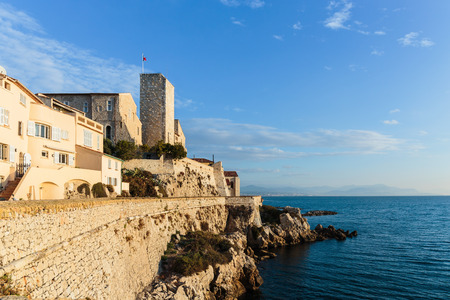 Medieval fortress at dawn Antibes, Franceのeditorial素材