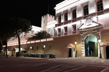 Prince's Palace in Monaco at nightのeditorial素材