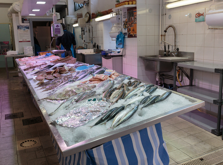NICE, FRANCE - OCTOBER 30, 2014: Seafood Fish storeのeditorial素材
