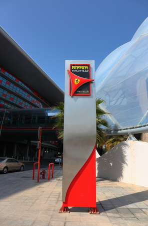 ABU DHABI, UAE - NOVEMBER 5: Entertainment center Ferrari World at Yas Island in Abu Dhabi in the UAE on November 5, 2013. Ferrari World - the largest indoor amusement park in the world.のeditorial素材