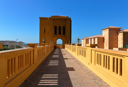 DUBAI, UAE - NOVEMBER 11, 2013: Modern buildings in Dubai Marina. In the city of artificial channel length of 3 kilometers along the Persian Gulfのeditorial素材