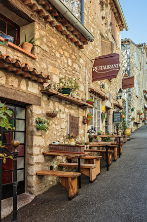 Street cafe in the old French townの写真素材