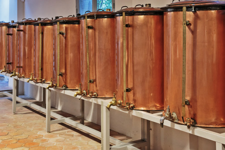 Ancient distiller for the production of perfume in Fragonard factory in Grasse, Franceのeditorial素材