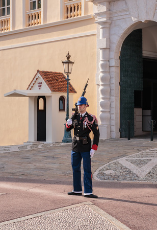 MONTE CARLO, MONACO - NOVEMBER 2, 2014:  Guard of honor at residence of Prince of Monaco.のeditorial素材