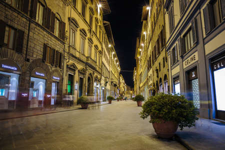 FLORENCE, ITALY - 24 JUNE, 2014: Night street in downtownのeditorial素材