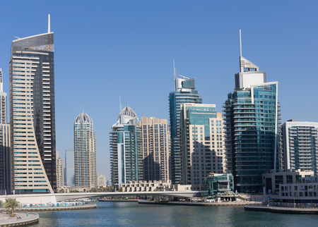 DUBAI, UAE - NOVEMBER 11, 2013: Modern buildings in Dubai Marinaのeditorial素材
