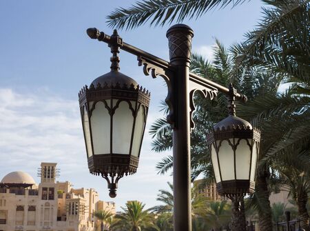 Old arabic metal streetlight in Dubaiの写真素材