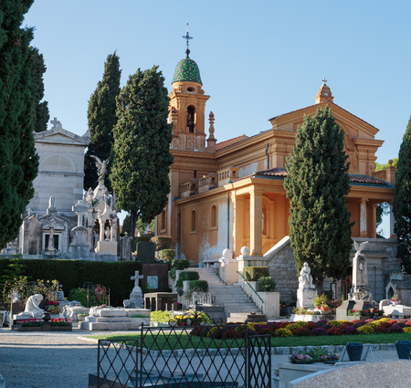 NICE, FRANCE - OCTOBER 29, 2014: Old Chateau Cemetery on Castle Hillのeditorial素材