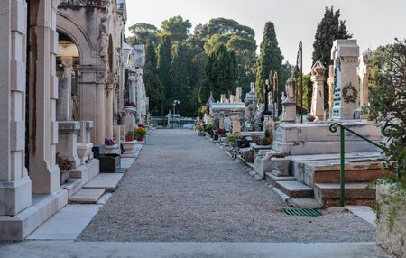 NICE, FRANCE - OCTOBER 29, 2014: Old Chateau Cemetery on Castle Hillのeditorial素材