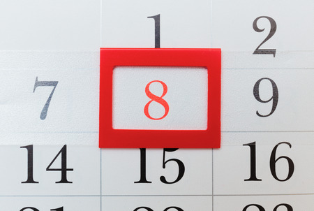 Calendar page with marked date of International Women's Dayの写真素材