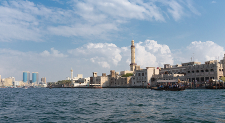 DUBAI, UAE-NOVEMBER 15, 2013: Ship in Port Saeed . The oldest commercial port of Dubaiのeditorial素材
