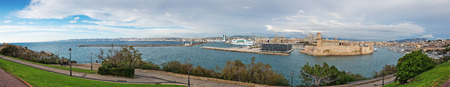 MARSEILLE, FRANCE - NOVEMBER 5, 2014: Panoramic view of the Vieux-Port of Marseille
