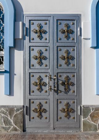 Entrance door to the Orthodox Churchの写真素材