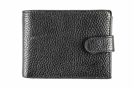 Black leather wallet isolated on white background