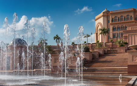 ABU DHABI, UAE - NOVEMBER 5: Emirates Palace in Abu Dhabi on November 5, 2013 in Dubai. Emirates Palace was originally conceived as a venue for government summits and conferences in the Persian Gulfのeditorial素材