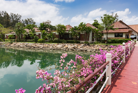 KOH CHANG, THAILAND - 31 MART, 2015: Klong Prao Resort. Cottages on the Bay in a tropical gardenのeditorial素材