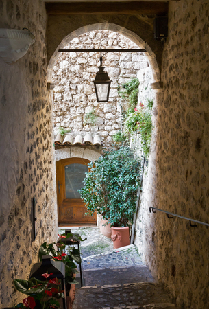 Archway of the downtown street in the old village Vence , France.の写真素材