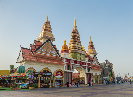 DUBAI, UAE - DECEMBER 4, 2017: Pavilion Thailand in the park entertainment center Global Villageのeditorial素材