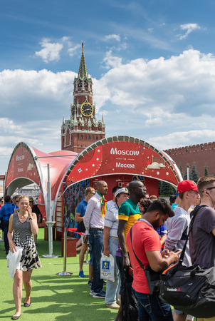 MOSCOW, RUSSIA - June 27, 2018: Football fan  Zone on Red Square during the World Cupのeditorial素材
