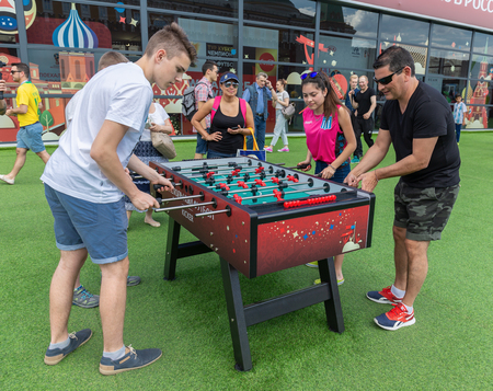 MOSCOW, RUSSIA - June 27, 2018: Football fan  Zone on Red Square during the World Cupのeditorial素材