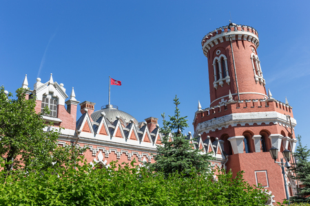Petrovsky travelling palace in Moscow, neoghotic red bricked architectureのeditorial素材