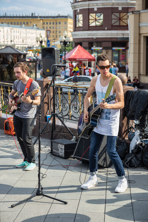 MOSCOW, RUSSIA - June 17, 2018: Musicians on the street in Moscowのeditorial素材