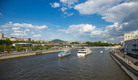 MOSCOW, RUSSIA - June 3, 2018: Panoramic view of Moscow river near Park Zaryadye in the center of the cityのeditorial素材