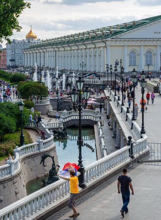 MOSCOW, RUSSIA - June 27, 2018: Fountain Four Seasons on Manezh Square in Alexander Gardenのeditorial素材