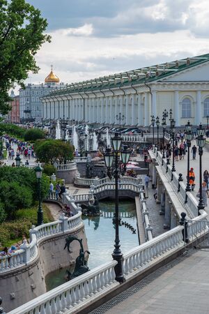 MOSCOW, RUSSIA - June 27, 2018: Fountain Four Seasons on Manezh Square in Alexander Gardenのeditorial素材